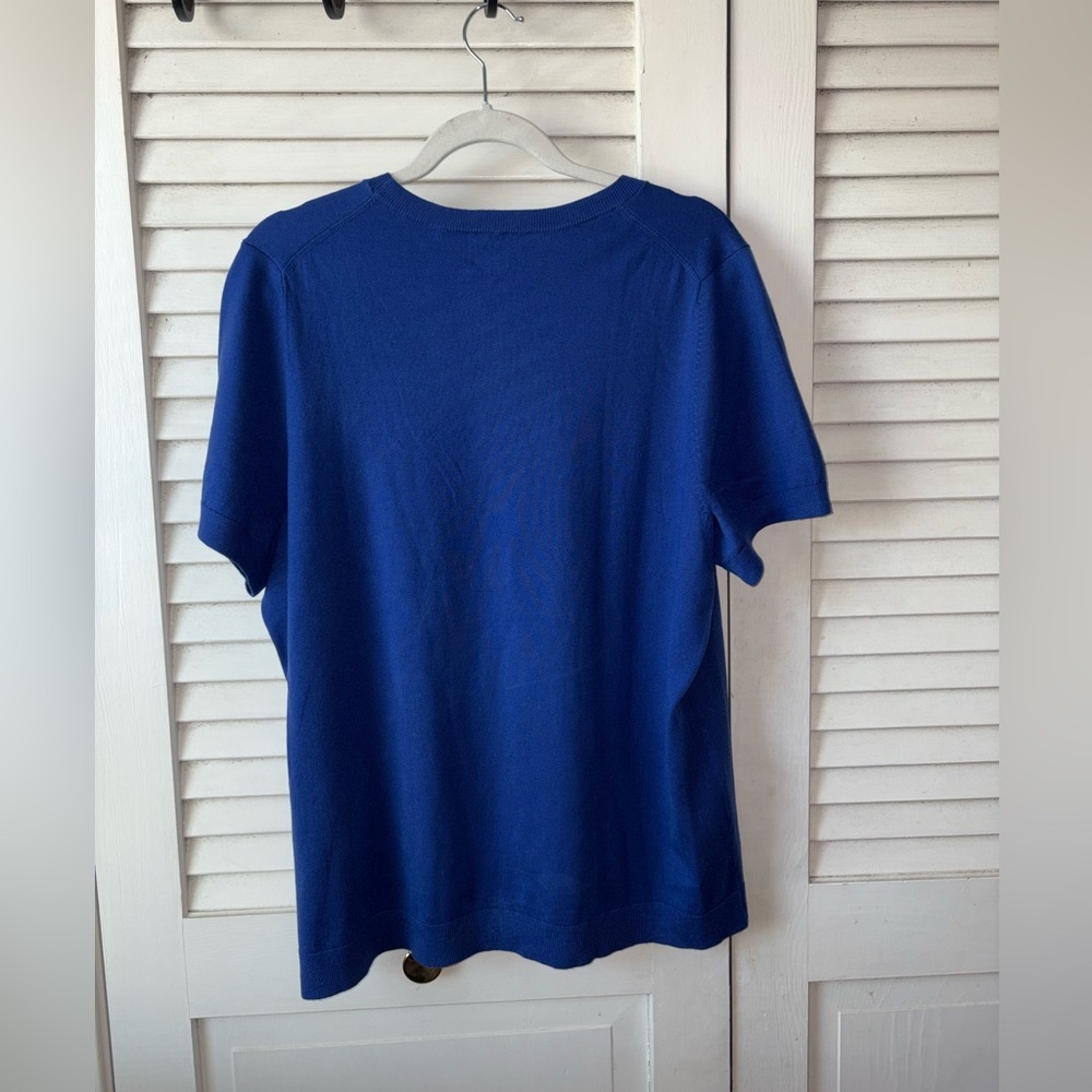 NWT Lands' End Sweater Knit Top 1X Blue Short Sleeve Pullover Lightweight - Picture 5 of 5